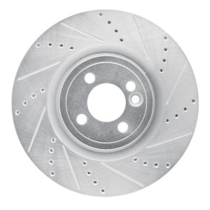 Mini Cooper Brake Rotor (1) - Front Right - R1 Concepts - Drilled & Slotted - Silver - 2013